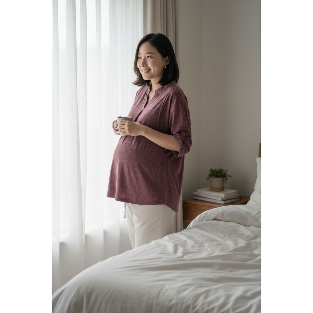 Quinee Nursing Blouse. Can Be Worn Before And After Birth. Size‎ M Roll Sleeves
